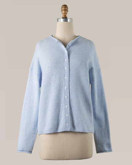 Soft Ribbed Bottom Button Down Cardigan Sweater