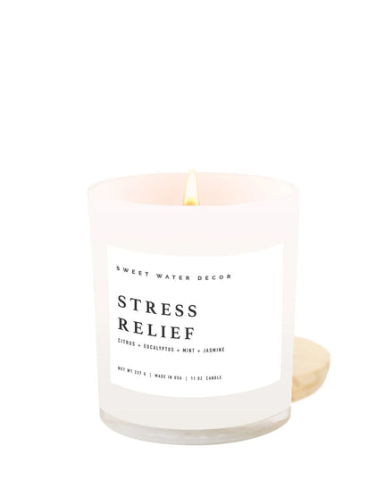 Stress Relief 11oz White Jar Soy Candle