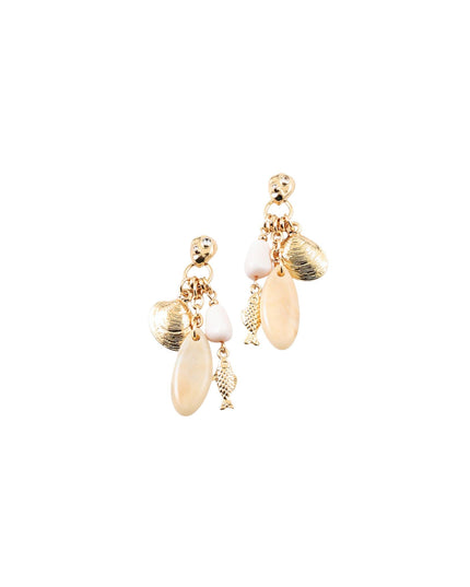 Fish Gold Seashell Charm Earrings