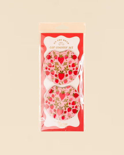 Strawberry Fields On The Road Car Coaster Set
