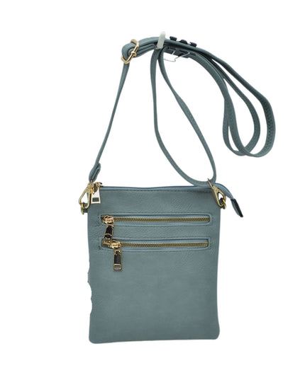 2 Zipper Tall Vegan Leather Crossbody Bag