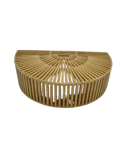 Large Open Bamboo Clutch Half Moon Bag