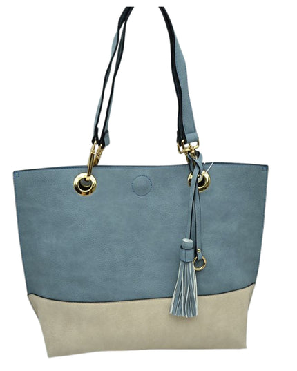Gold Grommet Two Tone Tote Bag & Crossbody Bag