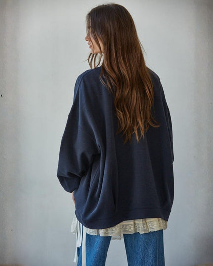 Around Town Crew Pullover Distressed Sweatshirt