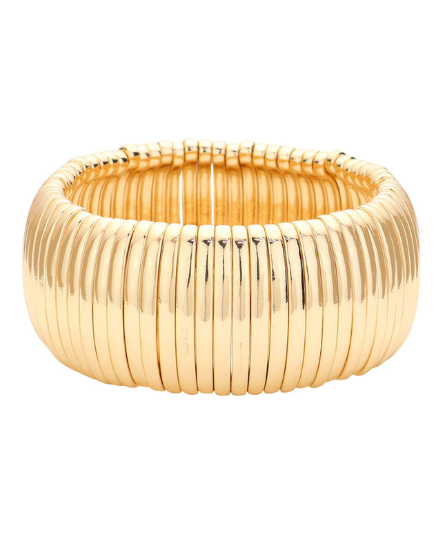 Plain 1" Wide Metal Bead Stretchable Bracelet