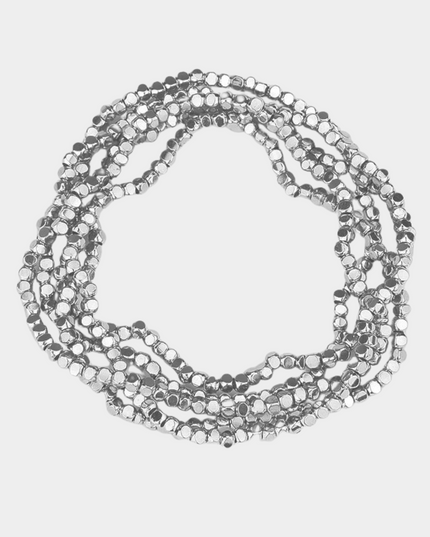 Metal Square Cube Beaded 5 Bracelet Set