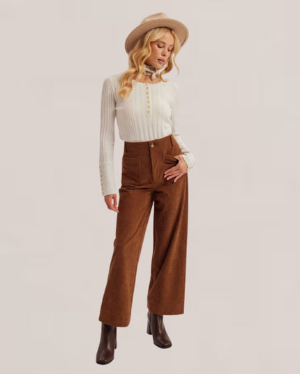 Stretch Corduroy Wide Leg Crop Pants