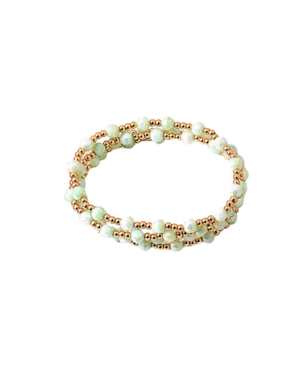 Spaced Faceted Triple Gold Ball Bead 4 Bracelet Set