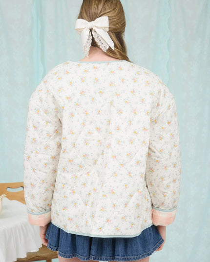 Floral Quilted Plaid Lined Jacket