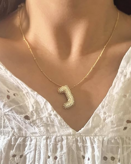 Rhinestone Bubble Initial Necklace