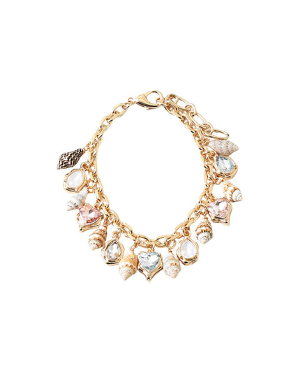 Seashell Crystal Charm Chain Link Bracelet