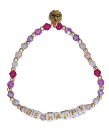 Be Happy Pink Colorful Letter Block Bracelet
