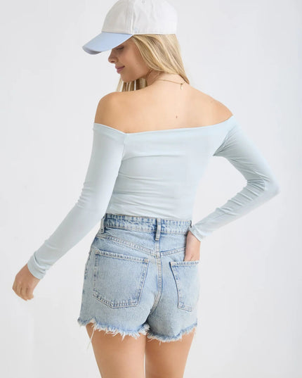 Off Shoulder Long Sleeve Knit Top