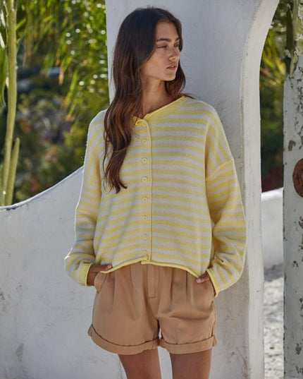 Ciela Striped Button Down Cardigan Sweater