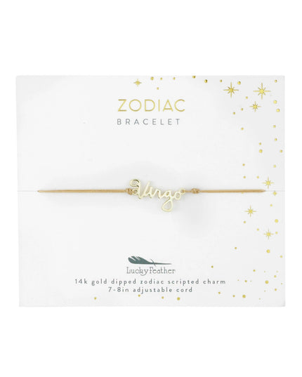 Zodiac Gold Scripted Adjustable Cord Bracelet
