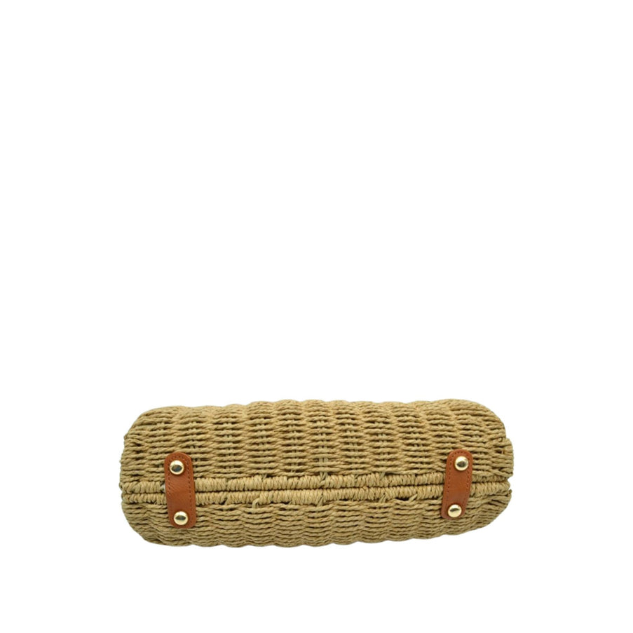 Round Handle Twist Closure Straw Bag