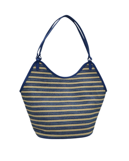 Striped Straw Tote Bag