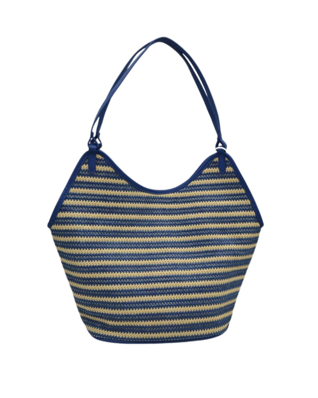 Striped Straw Tote Bag