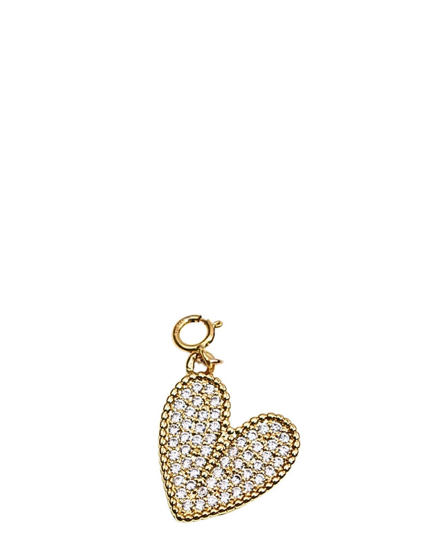 Rhinestone Heart Gold Charm