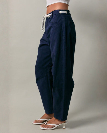 High Rise Eyelet Detail Barrel Jeans