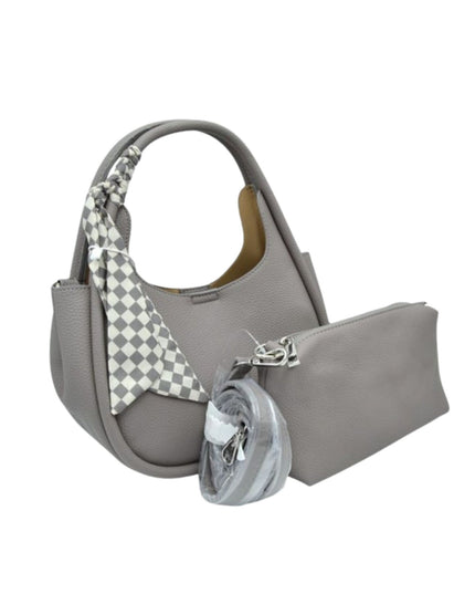 Checkered Scarf Wrapped Tote Bag