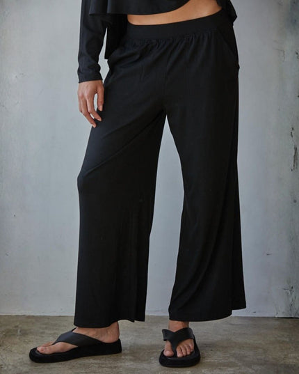 Daily Ease Elastic Waist Wide Leg Pants