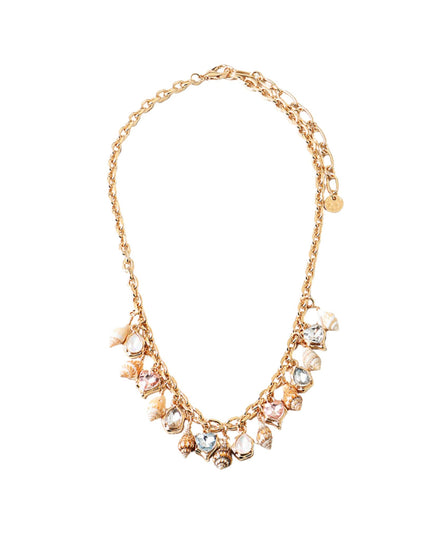 Seashell Crystal Charms Chain Link Necklace