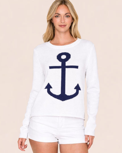 Anchor Nautical Beach Cotton Sweater