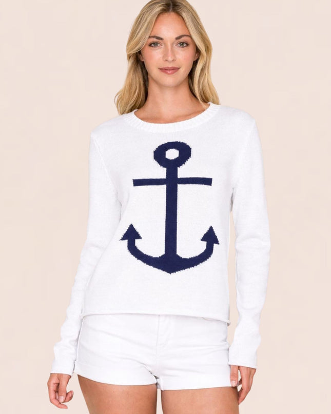 Anchor Nautical Beach Cotton Sweater