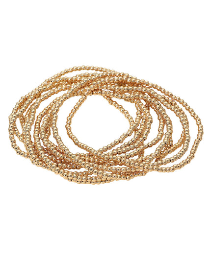 Metal Ball Bead Stretch 10 Bracelet Set