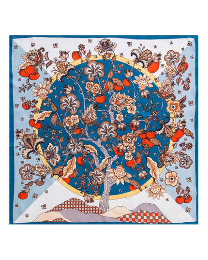 Botanical Tree and Fruit Print Square Bandana Scarf