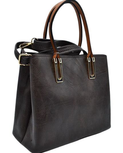 Chestnut Strap Shoulder Bag With Rustic Finish