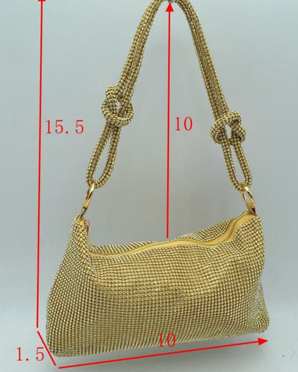 Knot Handle Sparkly Evening Shoulder Bag