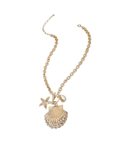Metal Puka Clam Seashell Starfish Toggle Necklace