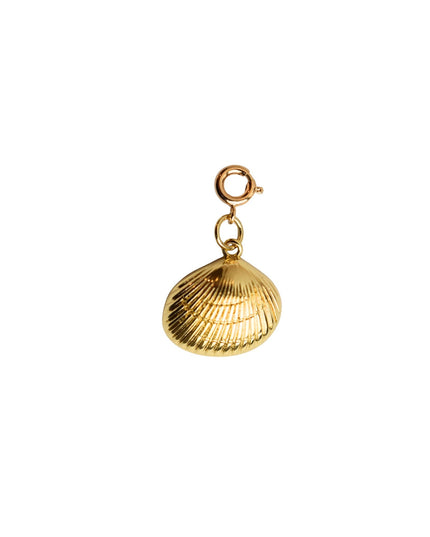 Striped Seashell Gold Metal Charm