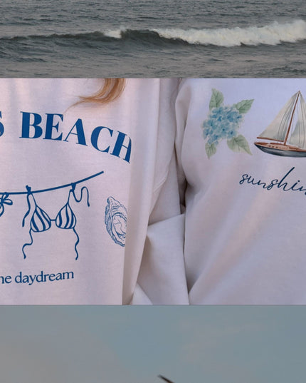 Costal Watercolor Beach Icon Crewneck Sweatshirt