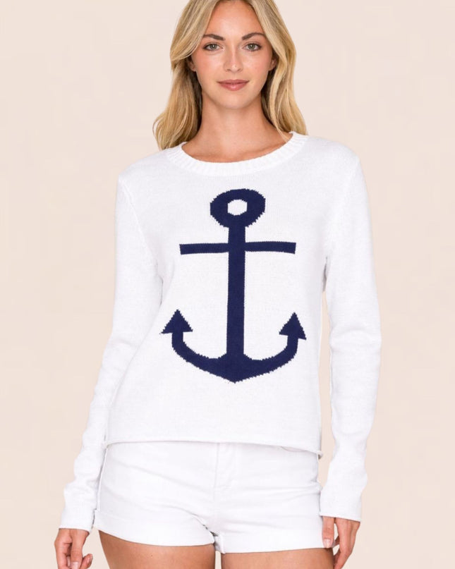 Anchor Nautical Beach Cotton Sweater