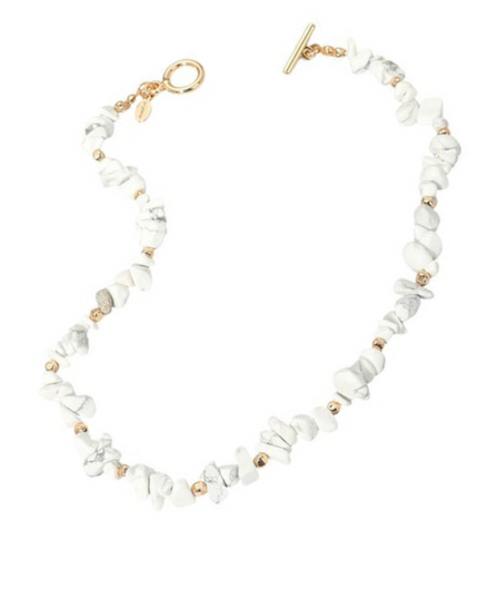 Semi Precious Natural Stone Beaded Gold Toggle Necklace