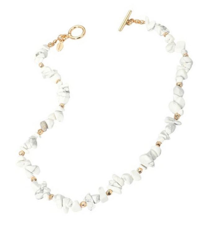 Semi Precious Natural Stone Beaded Gold Toggle Necklace