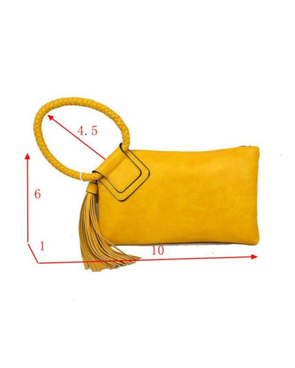 Braided Circle Handle Clutch Bag
