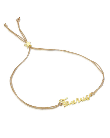 Zodiac Gold Scripted Adjustable Cord Bracelet