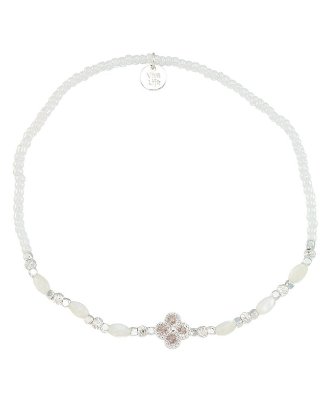 Crystal Clover White Seed Beaded Anklet