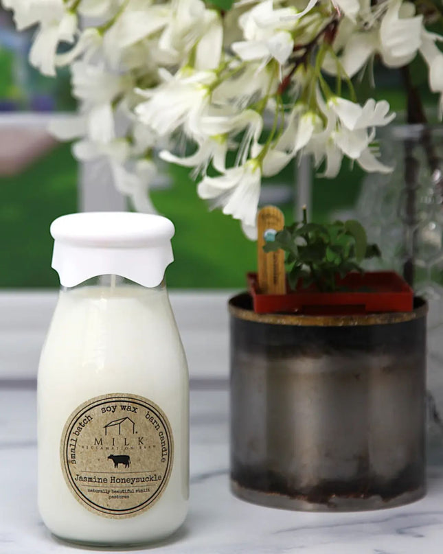 Jasmine Honeysuckle Milk Bottle Candle