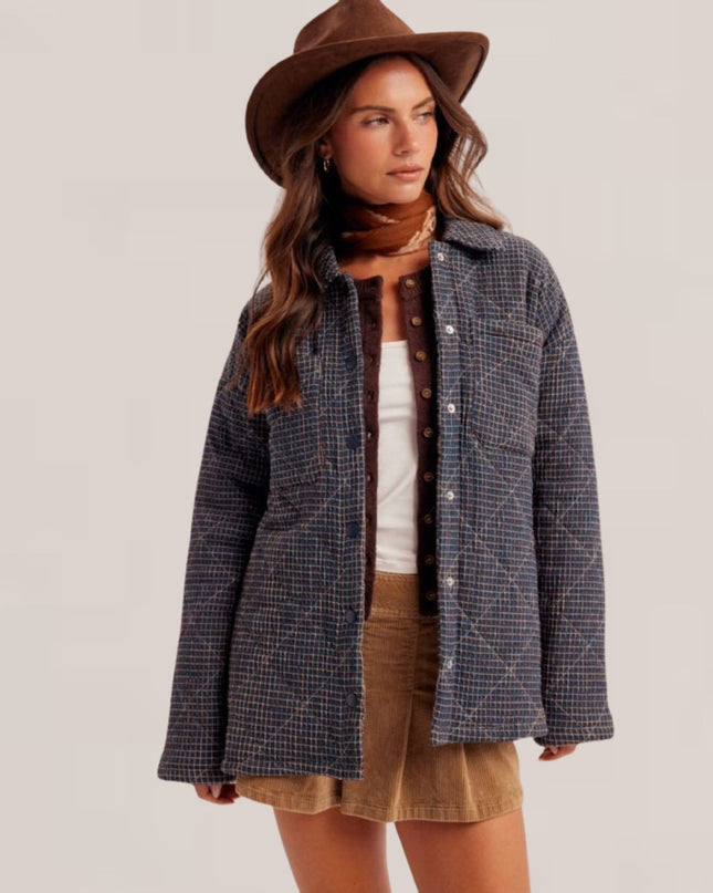 Checker Print Puffer Shacket