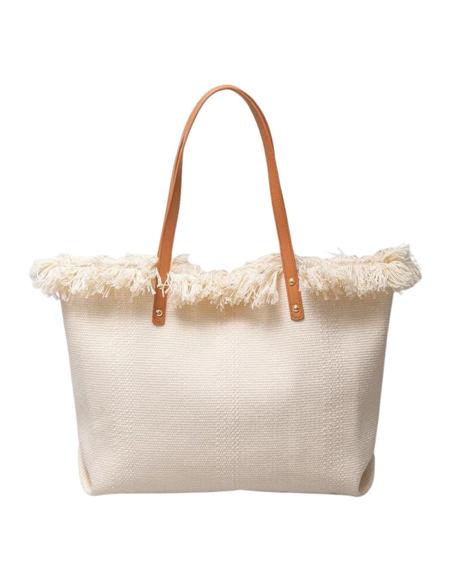 Fringe Edge Textured Tote Bag