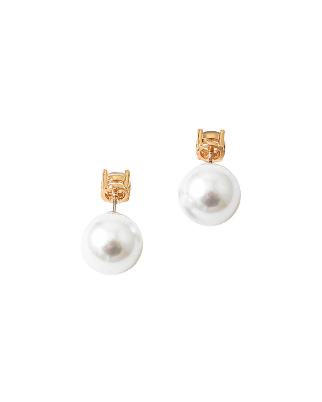 Front Back CZ Stone Pearl Stud Earrings