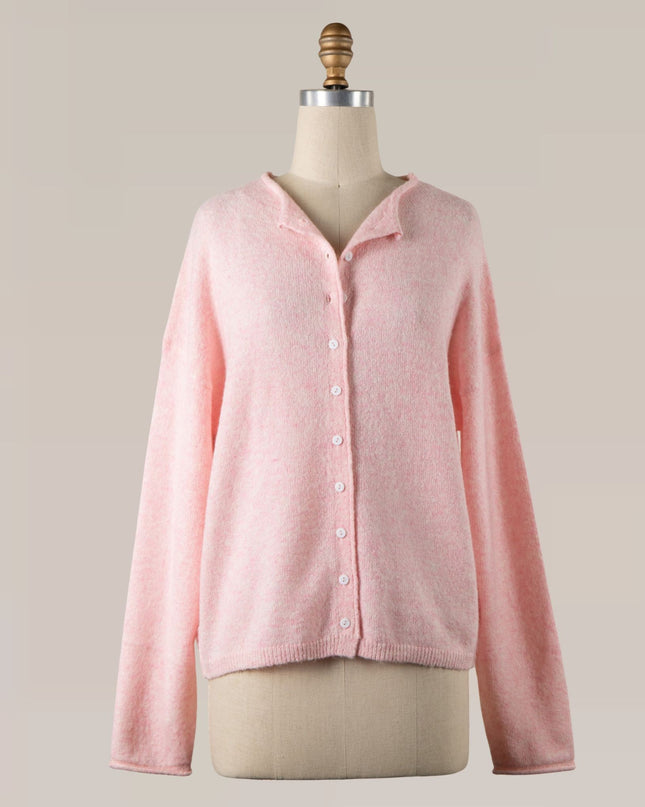 Soft Ribbed Bottom Button Down Cardigan Sweater