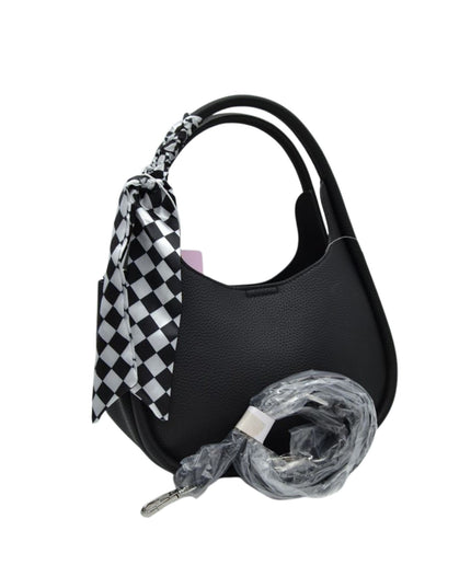 Checkered Scarf Wrapped Tote Bag