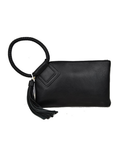 Braided Circle Handle Clutch Bag