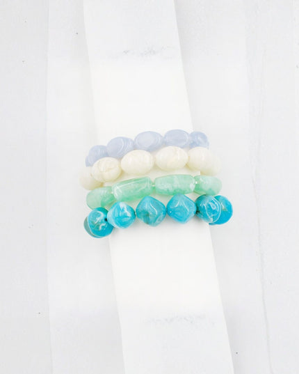 Resin Beaded Stretchable 4 Bracelet Set